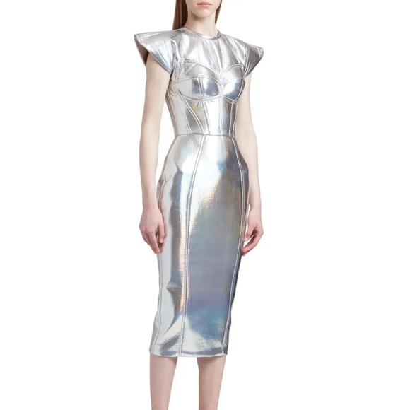 NWT Dolce and Gabbana Metallic Bustier Dress in Silver - 40 (US 8) - Picture 1 of 11